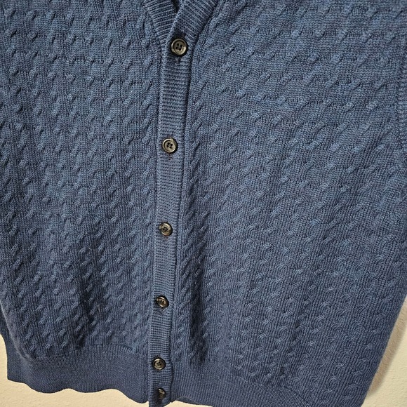 Tricot St. Raphael Blue Button Front Wool Vest Size medium - Picture 3 of 4